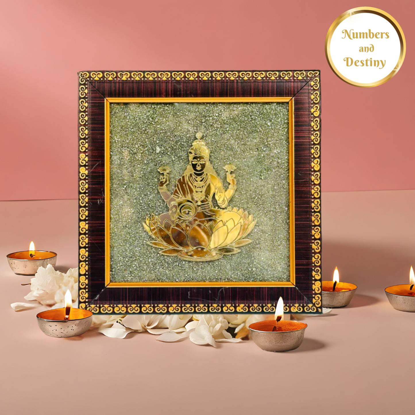 Lakshmi Ji on Raw Pyrite Energy Frame