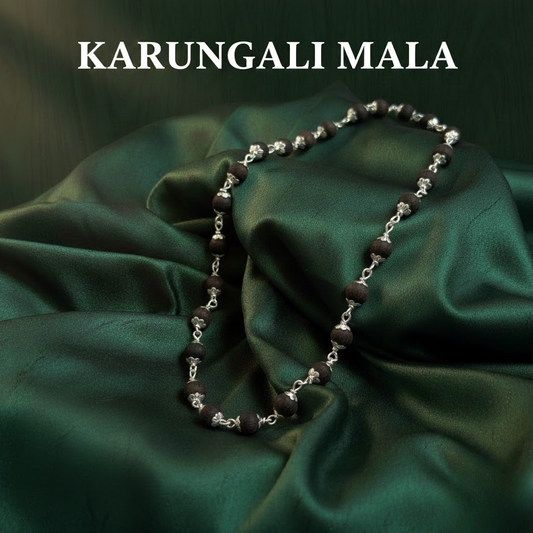 Karungali Malai Silver Cap Necklace (Certified)