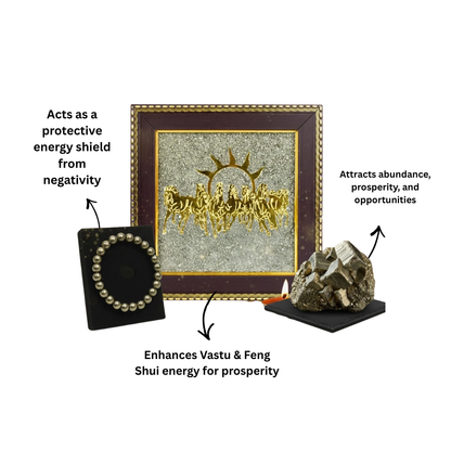 Pyrite Combo | 7 Horses Pyrite Frame + Raw Pyrite frame + Pyrite Bracelet