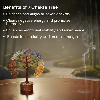 7 Chakra Crystal Tree - 300 Beads - 100% Certified
