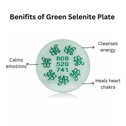 Round Green Selenite Healing Energy Plate