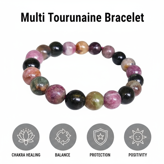 Multi Tourmaline Chakra Healing Bracelet