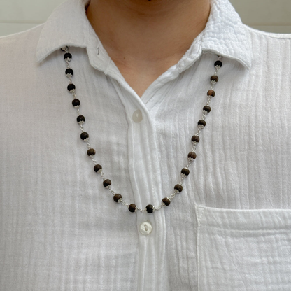 Karungali Malai Silver Cap Necklace (Certified)
