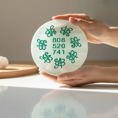 Round Green Selenite Healing Energy Plate