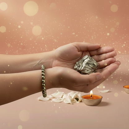 Pyrite Combo | 7 Horses Pyrite Frame + Raw Pyrite frame + Pyrite Bracelet