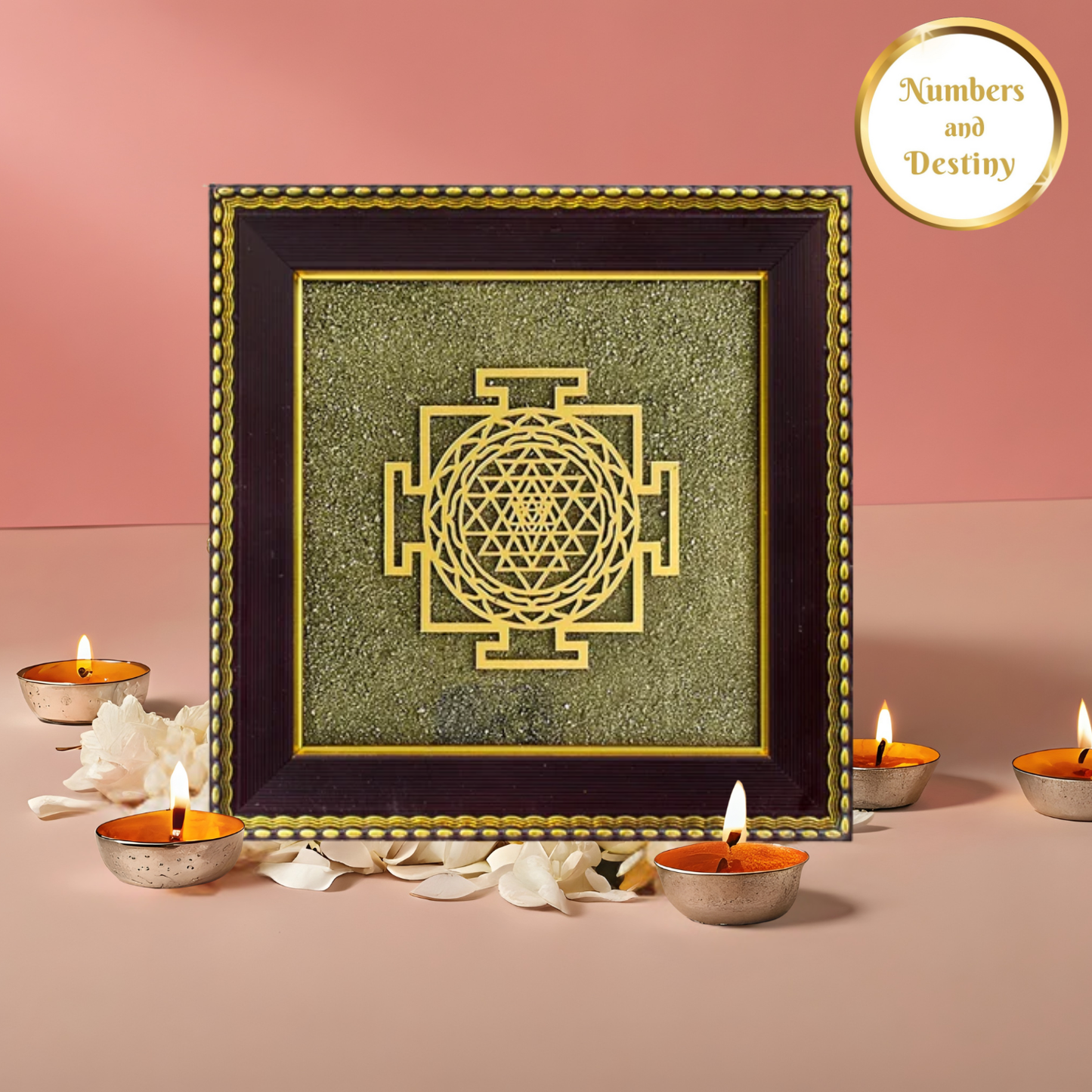 Shree Yantra Raw Pyrite Manifestation Frame