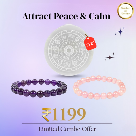 Healing & Love Bracelet Combo | Rose Quartz + Amethyst & Free Selenite Plate
