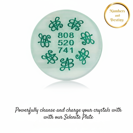 Round Green Selenite Healing Energy Plate